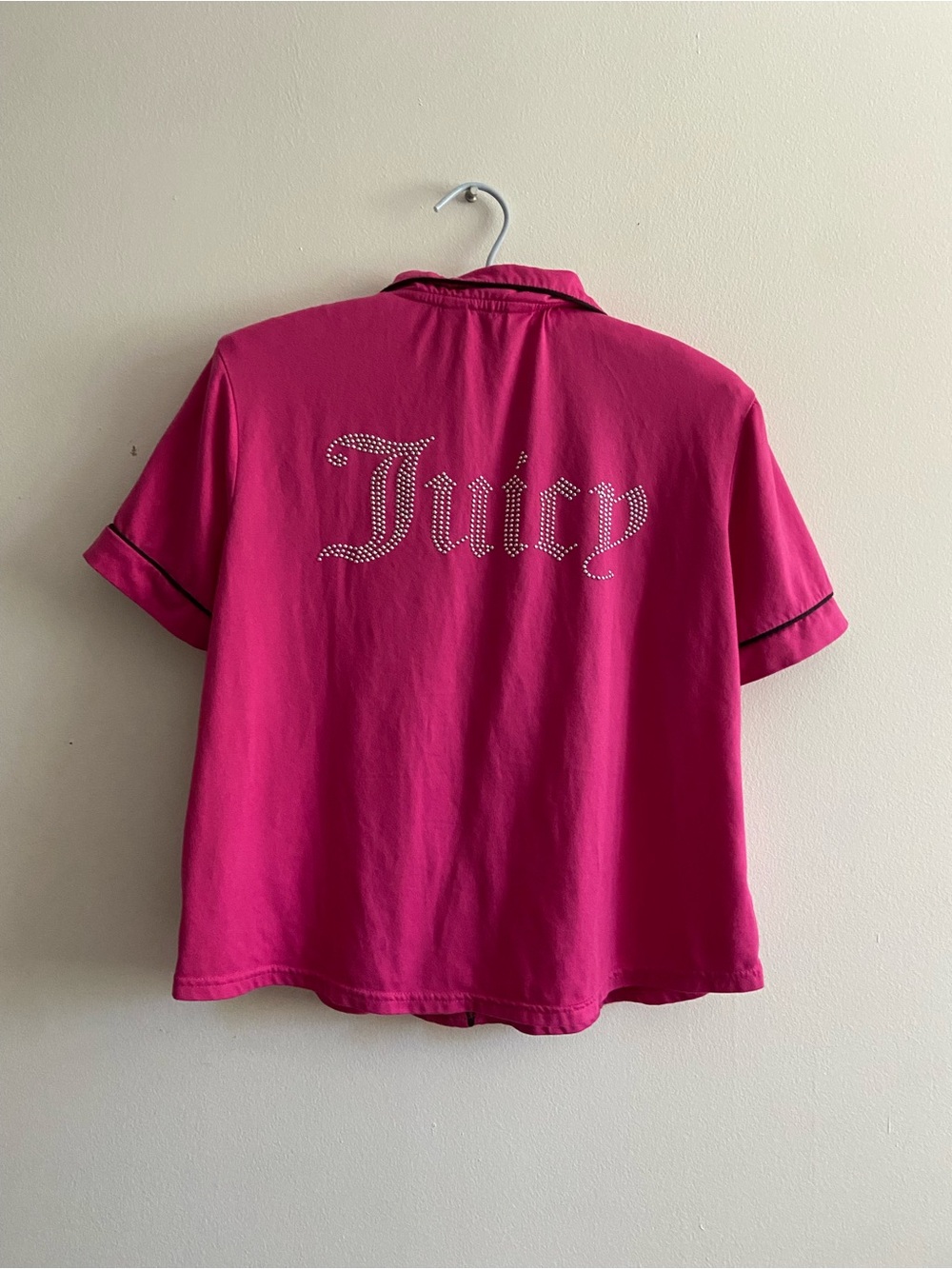 Juicy Couture Hot Pink Pajama Top with Black Trim sz L